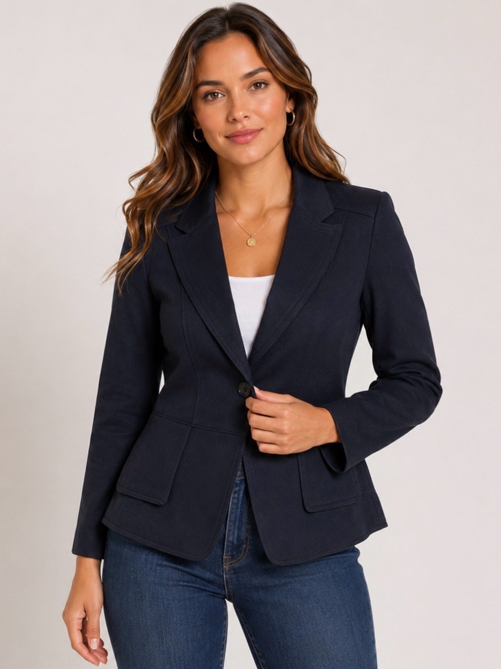 White House blazer jacket single button SZ 8 career business black Work wear